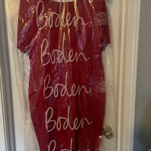 Boden Red Emma Eyelet scalloped trim dress, new with tag. Stretch Ponte Sheath.
